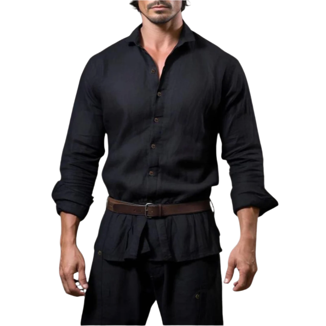 Herren - Leinenhemd aus Baumwolle - leichtes, atmungsaktives Material - lässige Sommerkleidung
